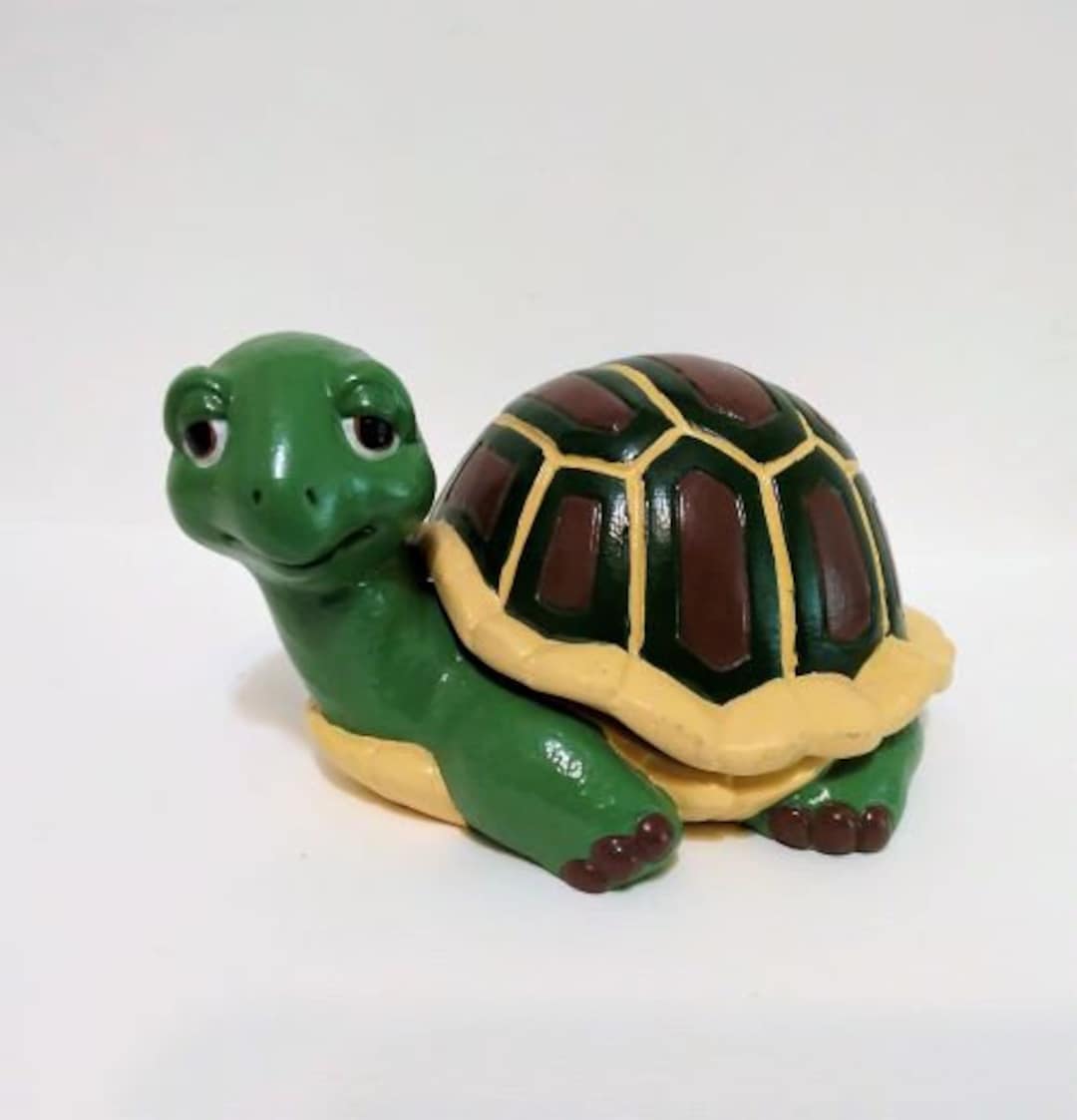 Vintage Ceramic Turtle Trinket Box Hand Painted/turtle/trinket Box ...