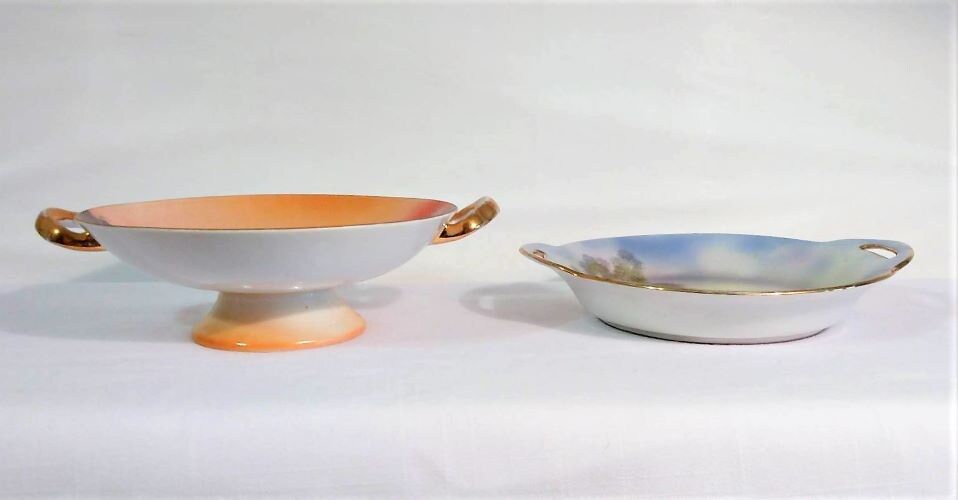 Noritake M Japan Porcelain Two Hand Painted Bowls With Handles