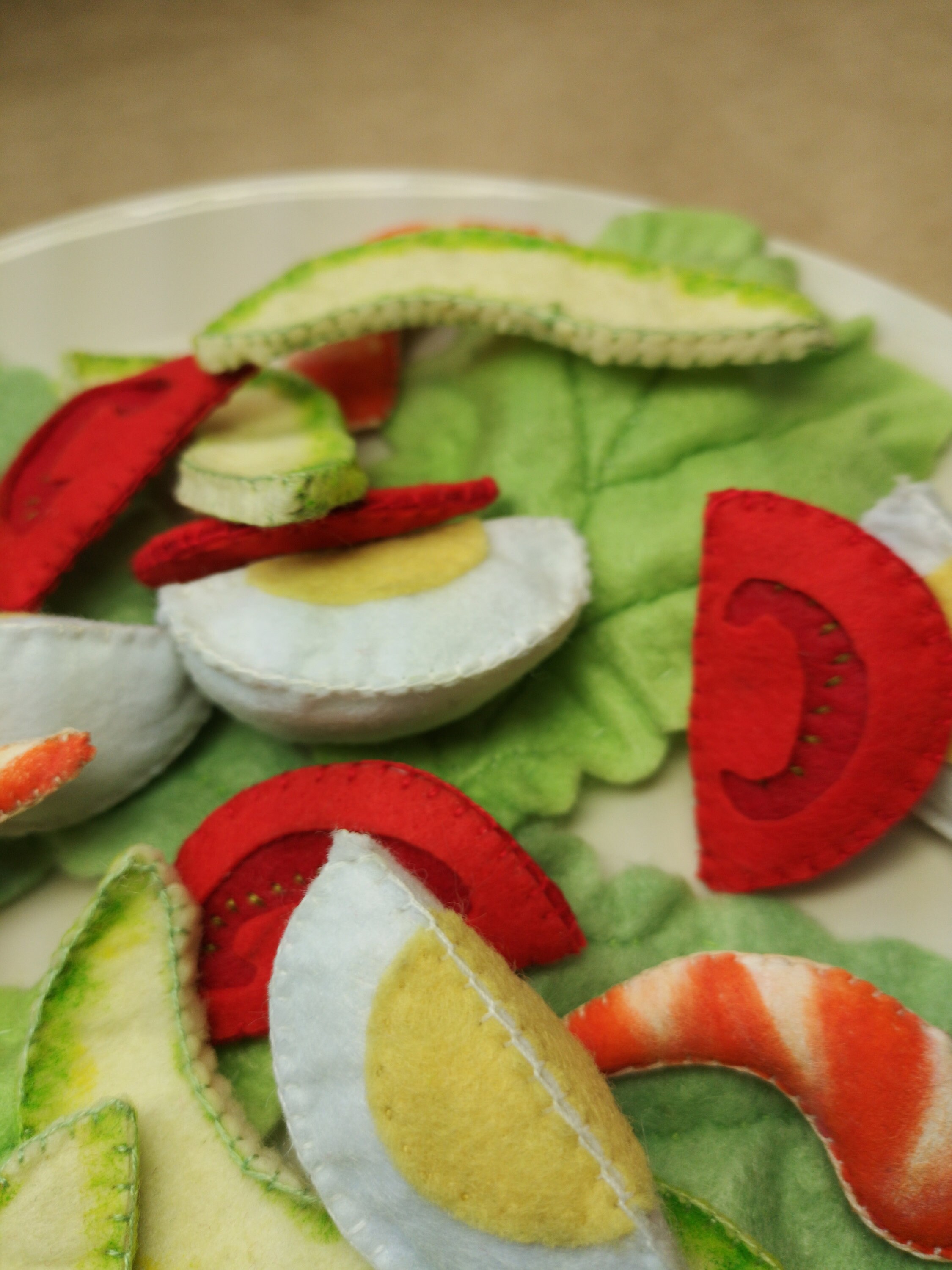 Realistic avocado shrimp salad Felt salad play food Salad Etsy