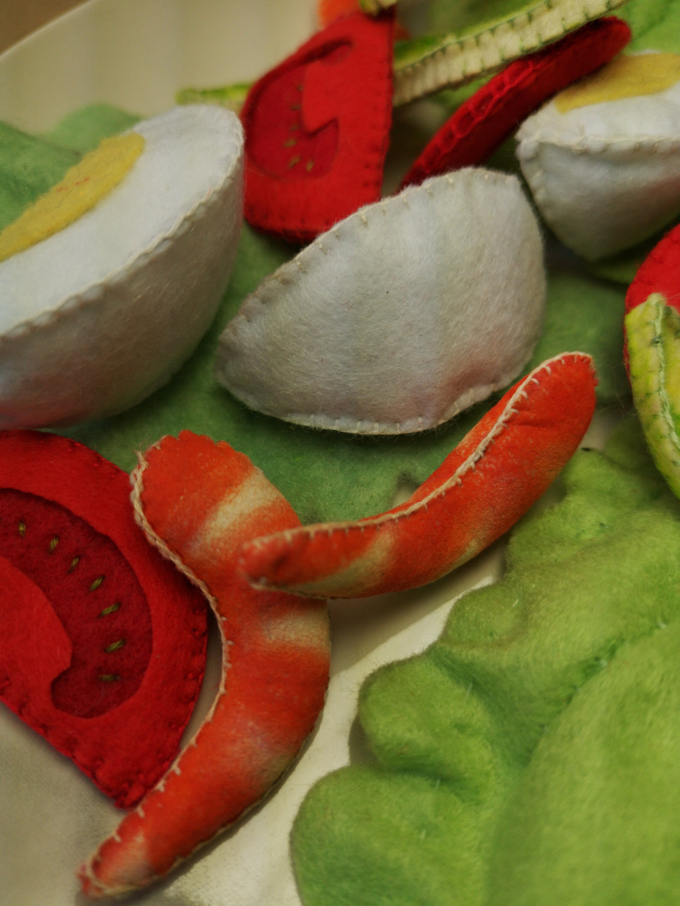 Realistic avocado shrimp salad Felt salad play food Salad Etsy