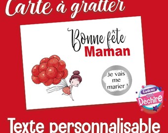 Ticket carte à gratter fête des mères - texte personnalisable - carte à gratter maman - idée cadeau fête des mères