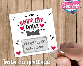 Ticket carte à gratter " Bonne fête Papa " - cadeau fête des pères - cadeau papa