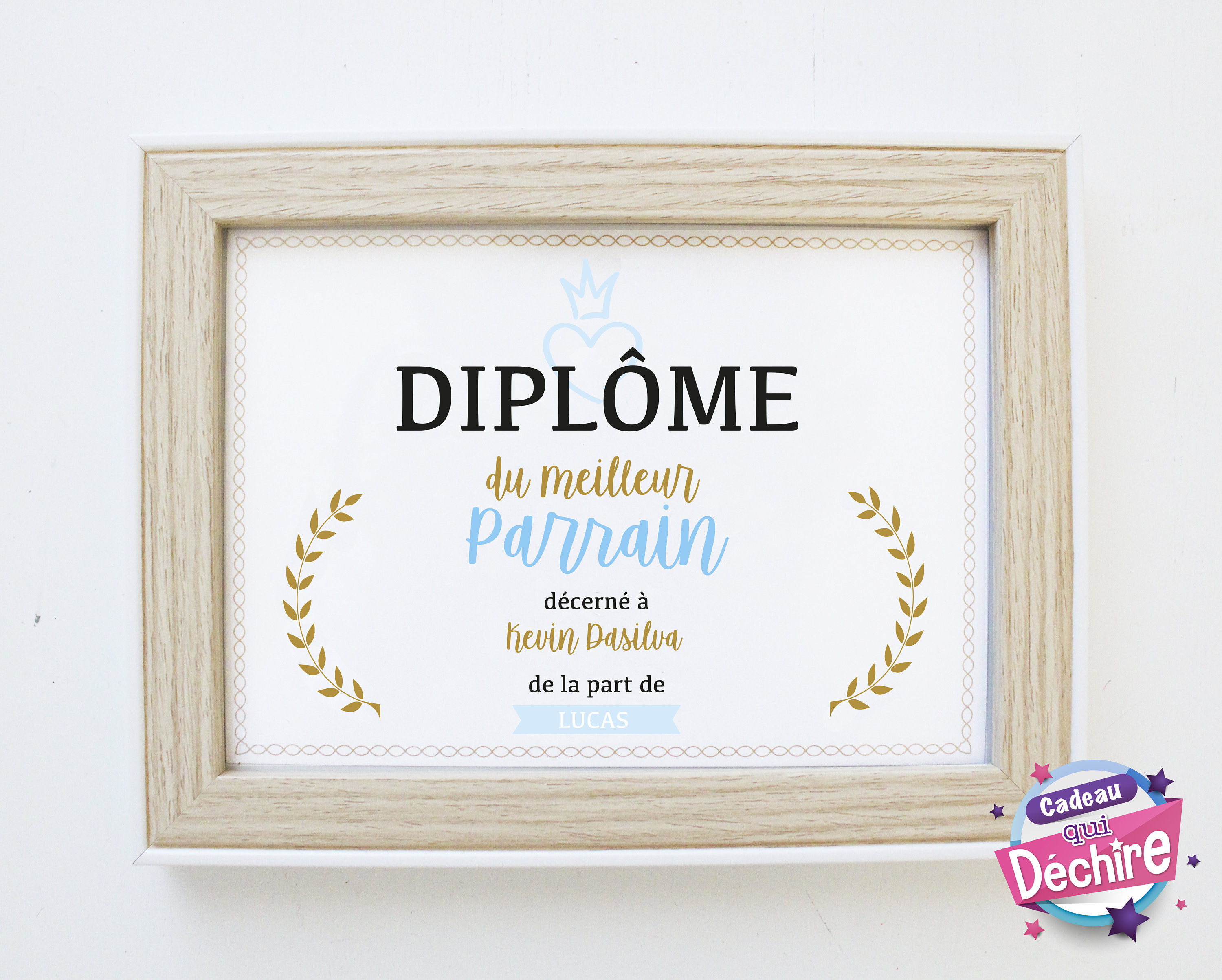 Idée Cadeau Parrain - Affiche Diplôme Choix Du Format Vendu Sans Le Cadre