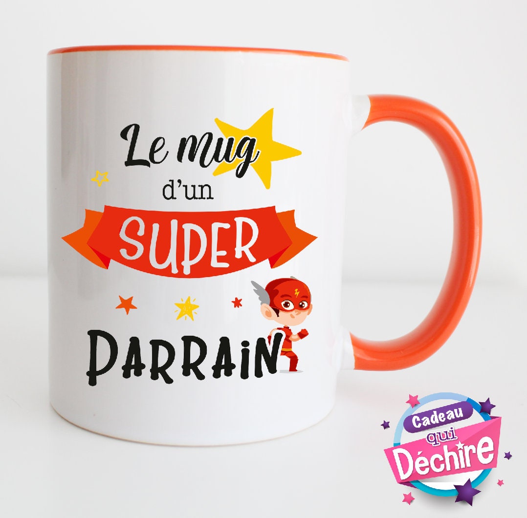 Mug Céramique Parrain - Idée de Cadeau Mug Poignée à Gauche ou Droite