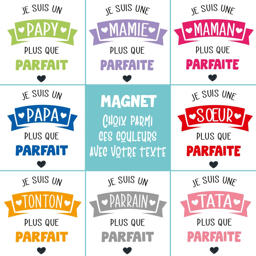 Magnet - Idée Cadeau Noël Anniversaire 50 mm Choix de La Couleur et Du Texte Dans Le Bandeau Couleur