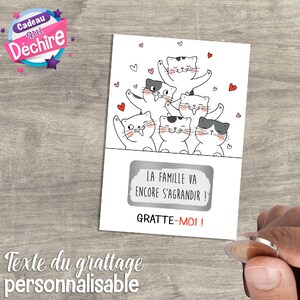 Ticket carte à gratter la famille s'agrandit - carte à gratter bientôt bébé - message personnalisé - demande parrain - carte naissance
