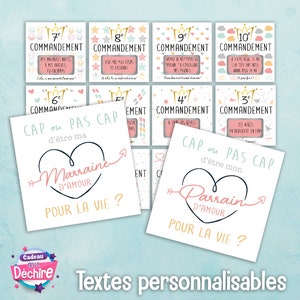 Cartes à gratter les 10 commandements - Marraine / Parrain - demande marine - demande parrain