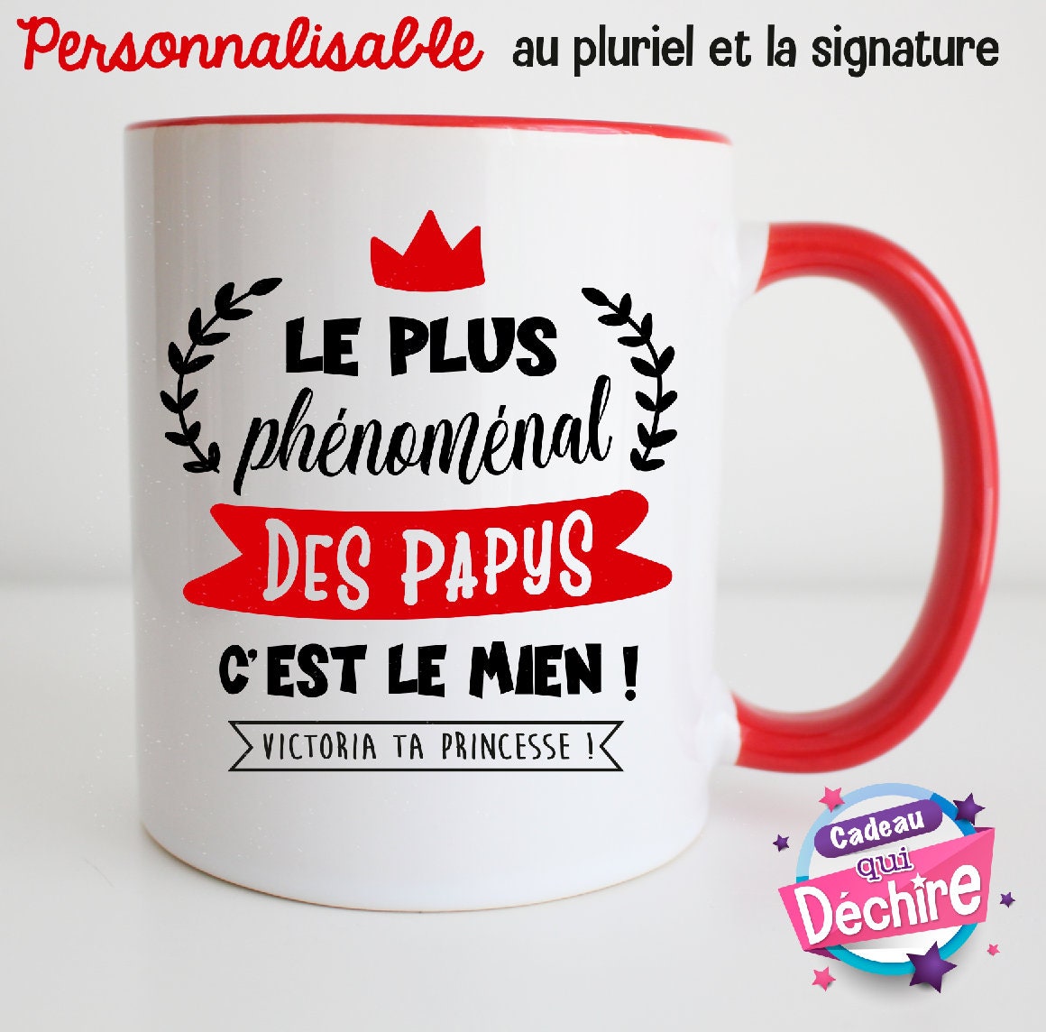 Mug Papy - Tasse Mug Personnalisable Idée de Cadeau Fête Des Grands-Pères Papys Anniversaire Papy