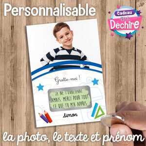 Ticket carte à gratter personnalisable - Remerciement maîtresse atsem nounou avs auxiliaire de puéricultrice maître, etc... avec votre photo