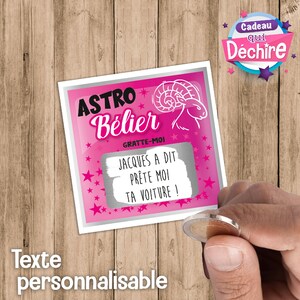 Choix du signe - Ticket carte à gratter personnalisable - message personnalisé - annonce grossesse - demande témoin - mariage, etc ...