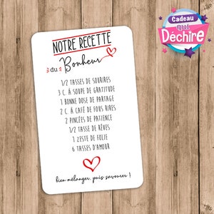 Carte " Notre recette du bonheur " - idée cadeau Saint Valentin