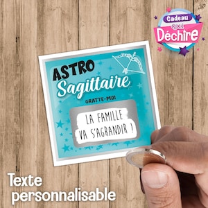 Choix du signe - Ticket carte à gratter personnalisable - message personnalisé - annonce grossesse - annonce bébé - la famille s'agrandit