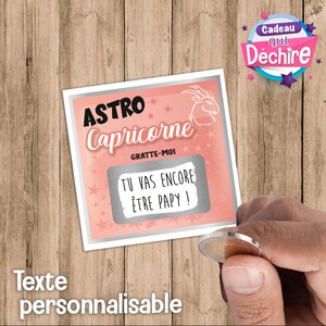 Choix du signe - Ticket carte à gratter personnalisable - message personnalisé - annonce grossesse