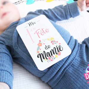 Carte bébé " Ma 1ere fête de mamie " - carte étape - idée cadeau fête des grands-mères