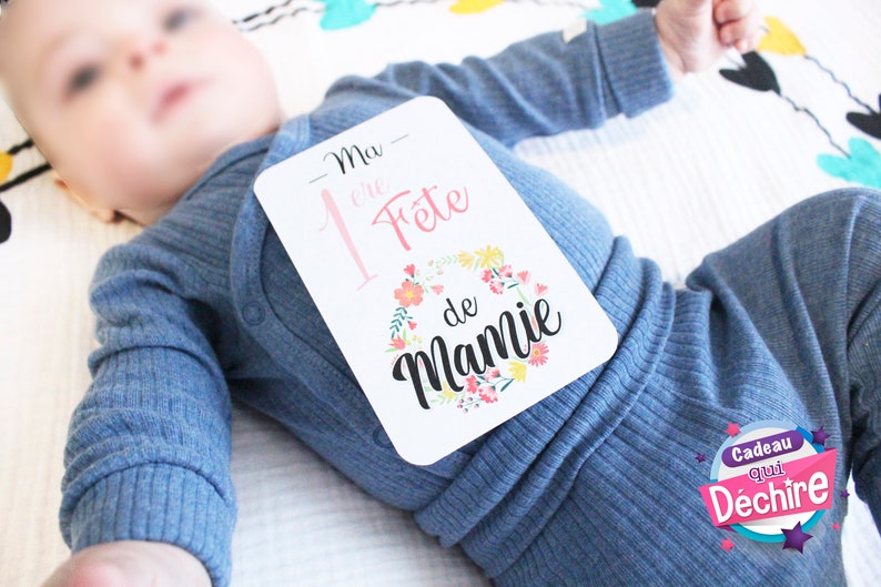 Carte bébé " Ma 1ere fête de mamie " - carte étape - idée cadeau fête des grands-mères image 1