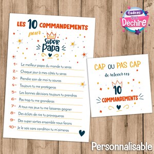Carte annonce papa - 10 commandements pour papa - idée cadeau papa, idée cadeau fête des pères, cadeau futur papa