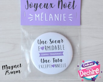 Magnet 75 mm - cadeau soeur - cadeau soeurette - idée cadeau noël - cadeau personnalisable