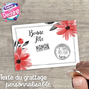 Ticket carte à gratter personnalisable - message personnalisé - idée de cadeau fête des mères, cadeau maman