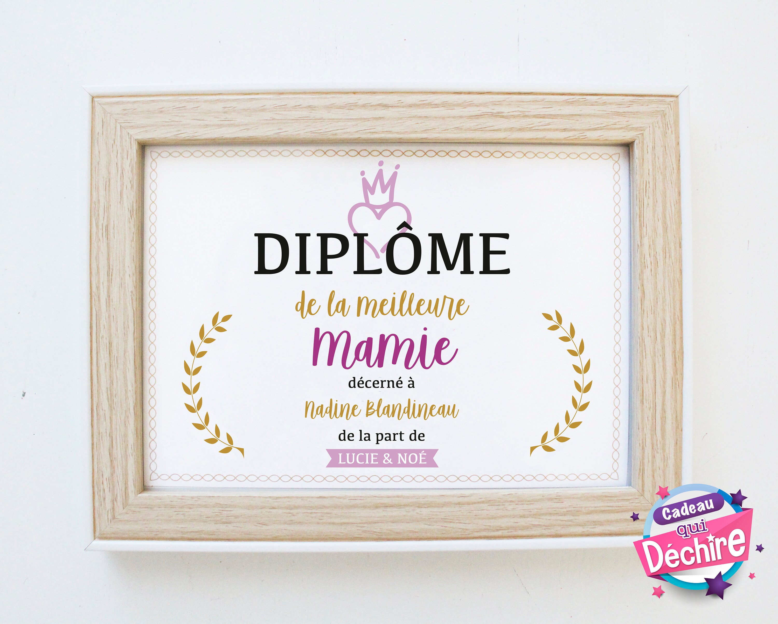 Idée Cadeau Mamie - Affiche Diplôme Choix Du Format Vendu Sans Le Cadre Fête Des Grands-Mères