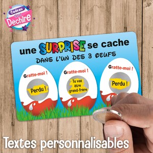 Ticket carte à gratter - texte personnalisable - annonce grossesse - annonce mariage - demande parrain - demande marraine - carte à gratter