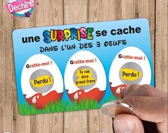 Ticket carte à gratter - texte personnalisable - annonce grossesse - annonce mariage - demande parrain - demande marraine - carte à gratter