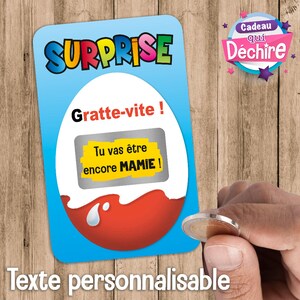 Ticket carte à gratter - texte personnalisable - annonce grossesse bientôt bébé - carte à gratter