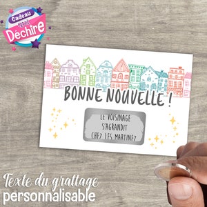 Ticket carte à gratter le voisinage va s'agrandir - carte à gratter bientôt bébé - message personnalisé