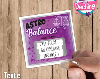 Choix du signe - Ticket carte à gratter personnalisable - message personnalisé - annonce grossesse - demande témoin - mariage - bébé, etc..