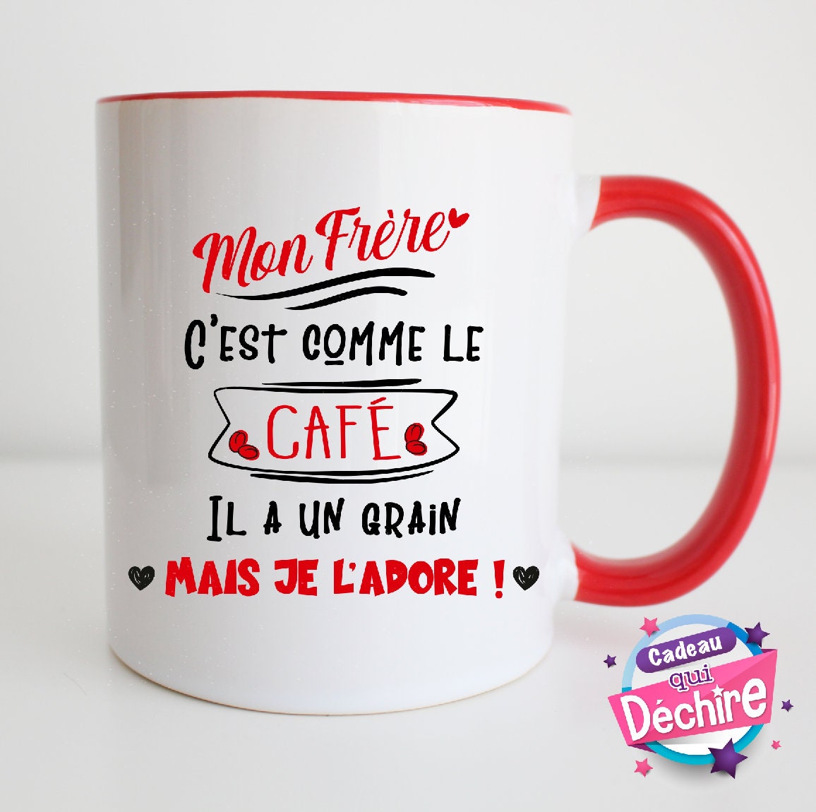 Mug Frère - Idée de Cadeau Cadeaux Noël Choix Du Sens La Poignée Droite ou Gauche L'image