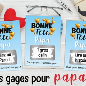 3 cartes à gratter personnalisable avec vos gages - idée cadeau fête des pères - cadeau papa - ticket à gratter
