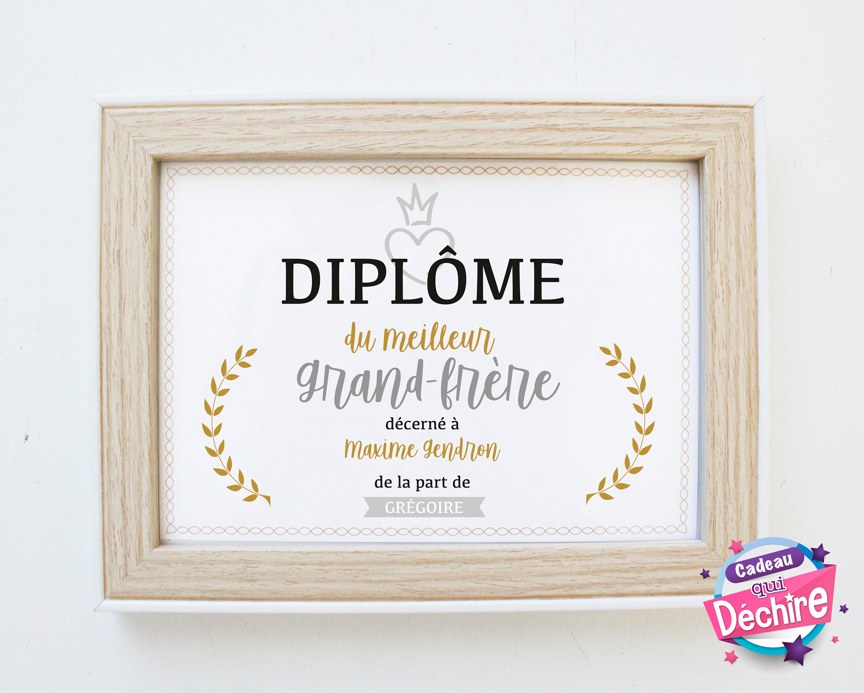 Idée Cadeau Frère - Affiche Diplôme Grand Choix Du Format Vendu Sans Le Cadre Frère
