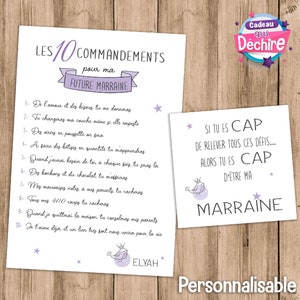 Carte demande marraine - 10 commandements pour marraine - idée cadeau marraine - annonce marraine - veux-tu être ma marraine ?