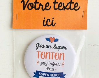 Magnet tonton 75 mm - cadeau tonton - idée cadeau tonton - cadeau personnalisable tonton