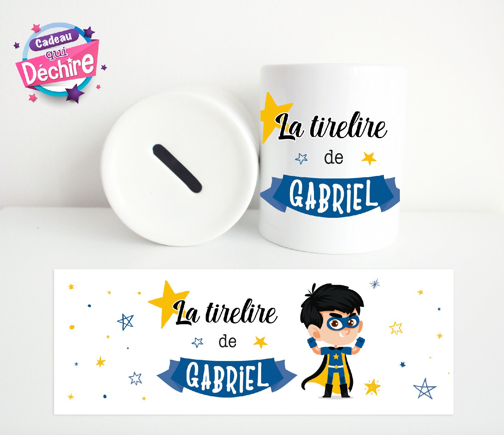 Tirelire Super Héros Personnalisée - Idée de Cadeau Tirelire Naissance