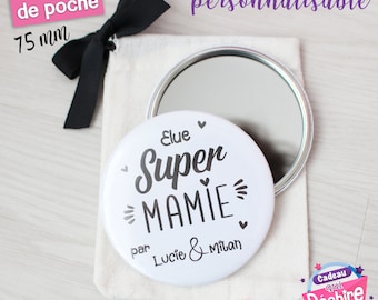 Customizable pocket mirror - 75 mm - Granny gift, grandmothers' day gift idea