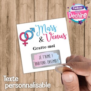 Ticket carte à gratter personnalisable - message personnalisé - idée de cadeau saint valentin, demande mariage, déclaration d'amour, etc...