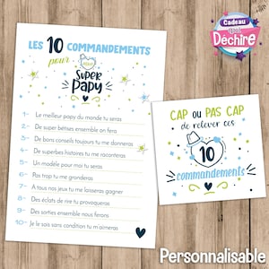 Carte annonce papy - 10 commandements pour papy - idée cadeau papy, idée cadeau fête des grands-pères, cadeau futur papy