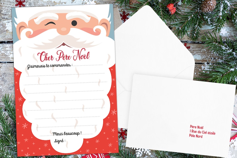 Lettre au Père Noël enveloppe avec adresse du père noël Etsy