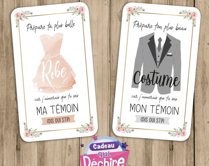 Carte demande témoin femme ou/et homme annonce mariage veux-tu être ma