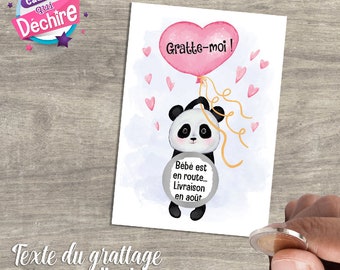 Ticket carte à gratter annonce bébé - carte à gratter grossesse - message personnalisé - bébé est en route - demande marraine