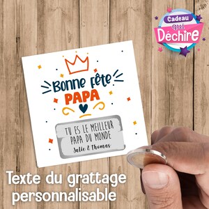 Ticket carte à gratter personnalisable - message personnalisé - idée de cadeau fête des pères, cadeau papa