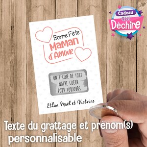 Ticket carte à gratter personnalisable - message personnalisé - idée de cadeau fête des mères, cadeau maman