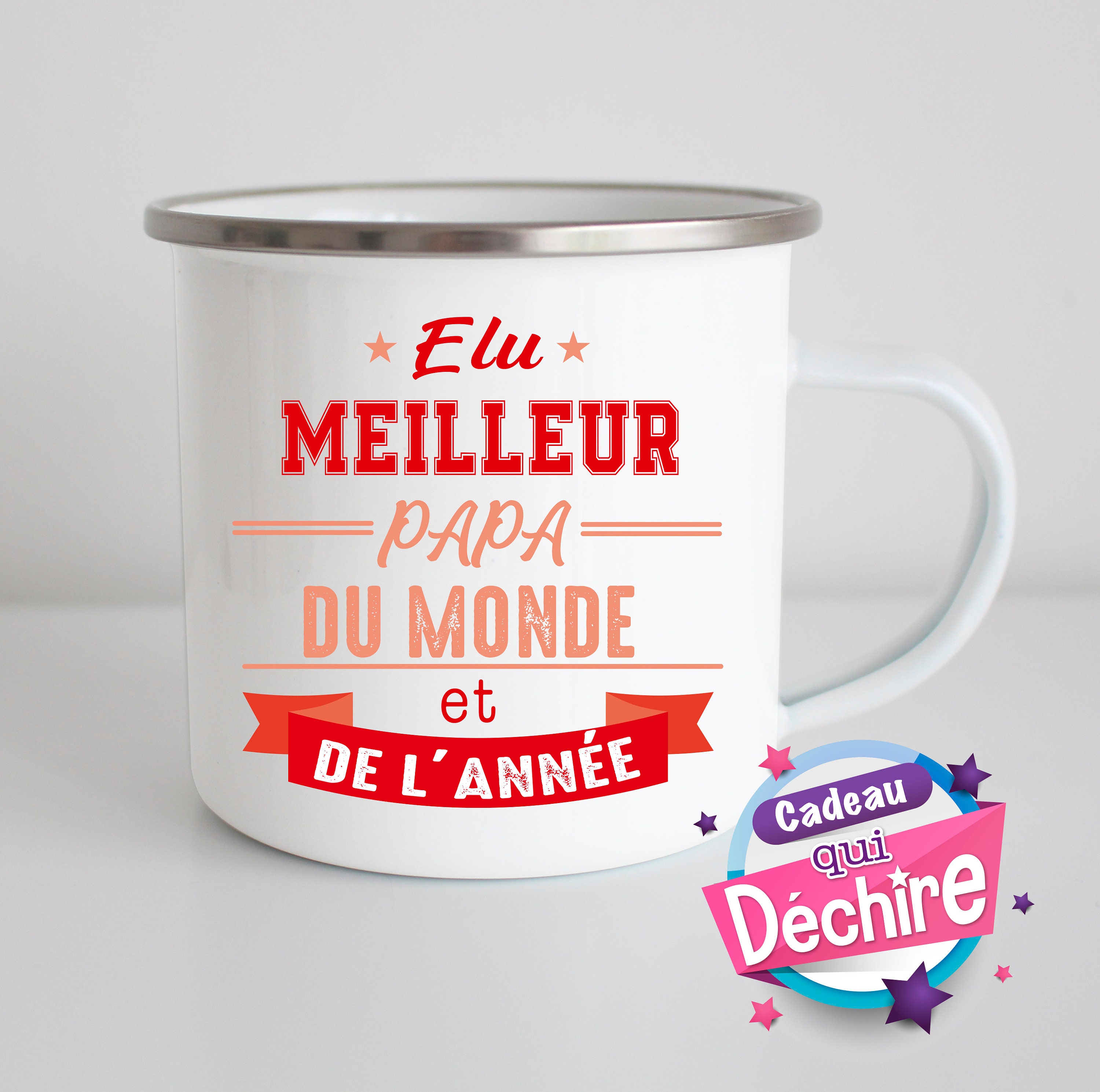 Mug en Acier Émaillé Pour Papa - Idée de Cadeau Anniversaire Mug Tasse Emaillée