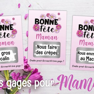 3 cartes à gratter personnalisable avec vos gages - idée cadeau fête des mères - cadeau maman - ticket à gratter