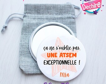 Miroir de poche personnalisable - 50 mm ou 75 mm - Cadeau atsem - idée cadeau atsem