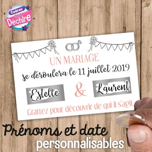 carte à gratter save the date, carte mariage, annonce mariage, ticket à gratter save the date, carte save the date, faire part mariage