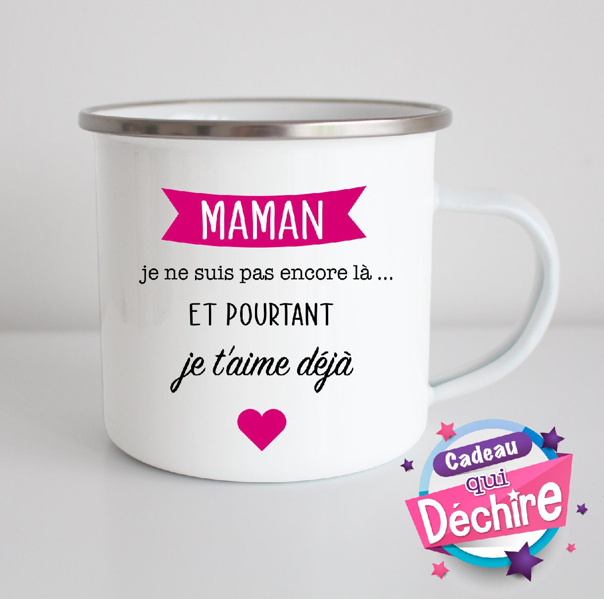 Tasse Émaillé Pour Maman - Idée de Cadeau Fête Des Mères Future Grossesse Mug Maman