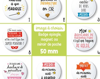 Pin badge, magnet or pocket mirror - 50 mm - childcare auxiliary gift idea - Choice of image - nativity scene gift