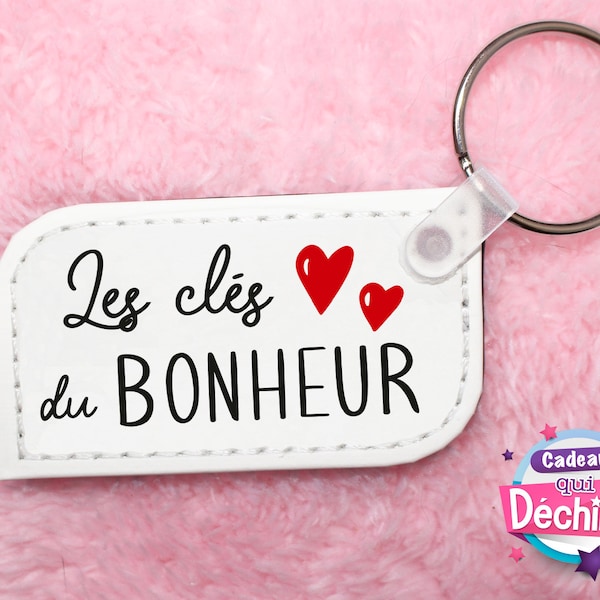 Porte-clé "les clés du bonheur" - idées de cadeaux : Saint Valentin, emménagement