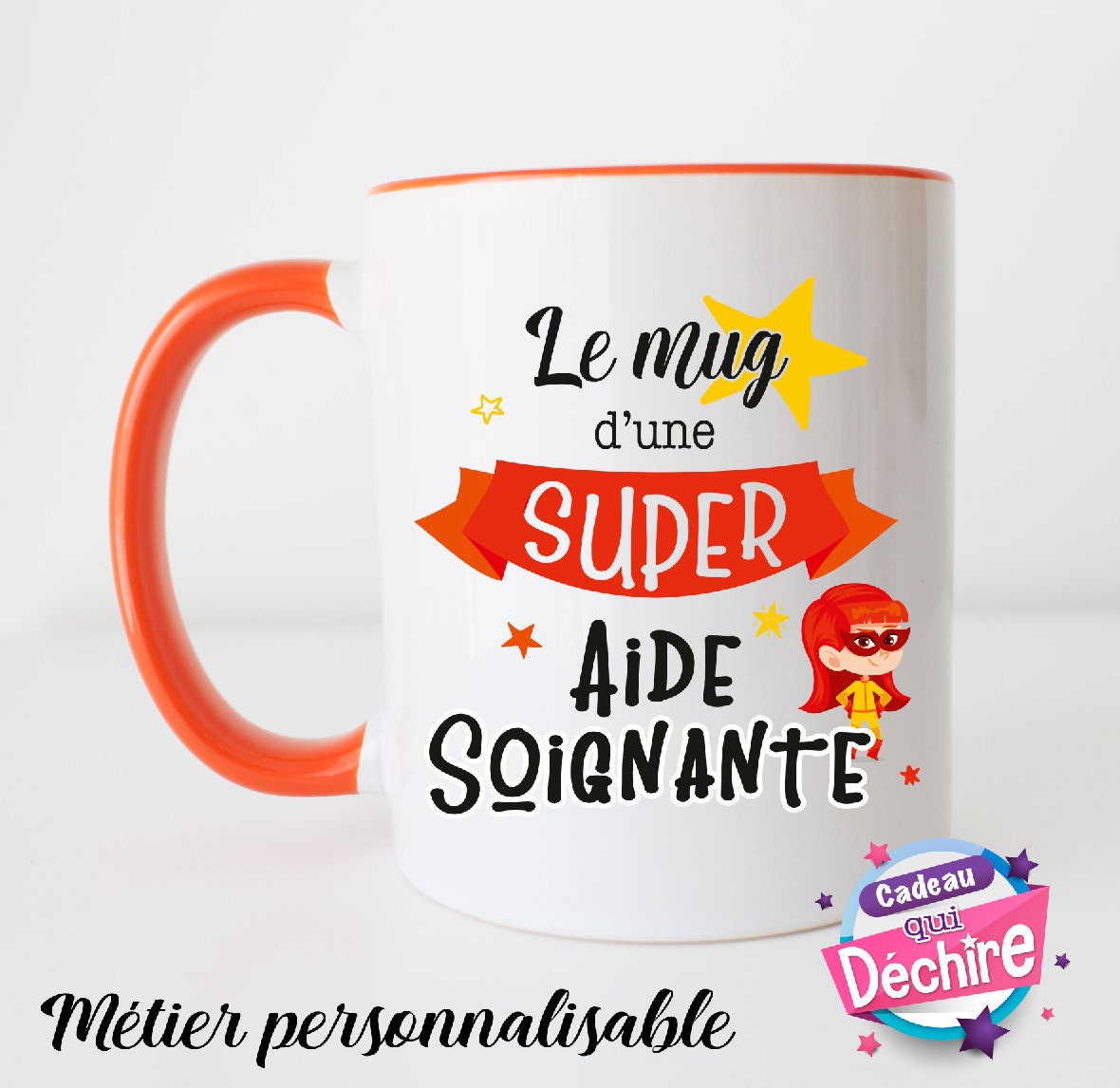 Mug Céramique Personnalisable - Idée de Cadeau Aide-Soignante Mug Poignée à Gauche ou Droite